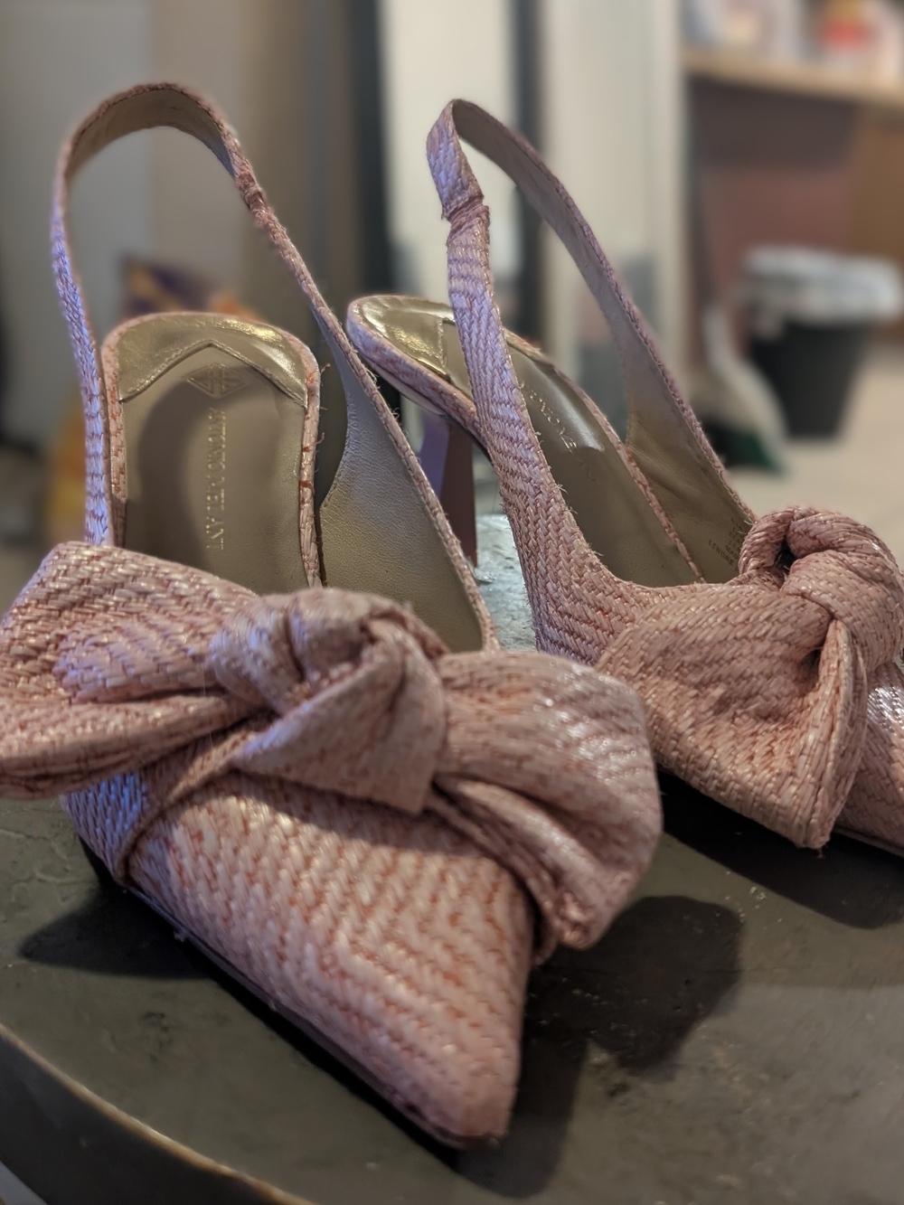 ANTONIO MELANI Blush Pink Knot Slingback Heels